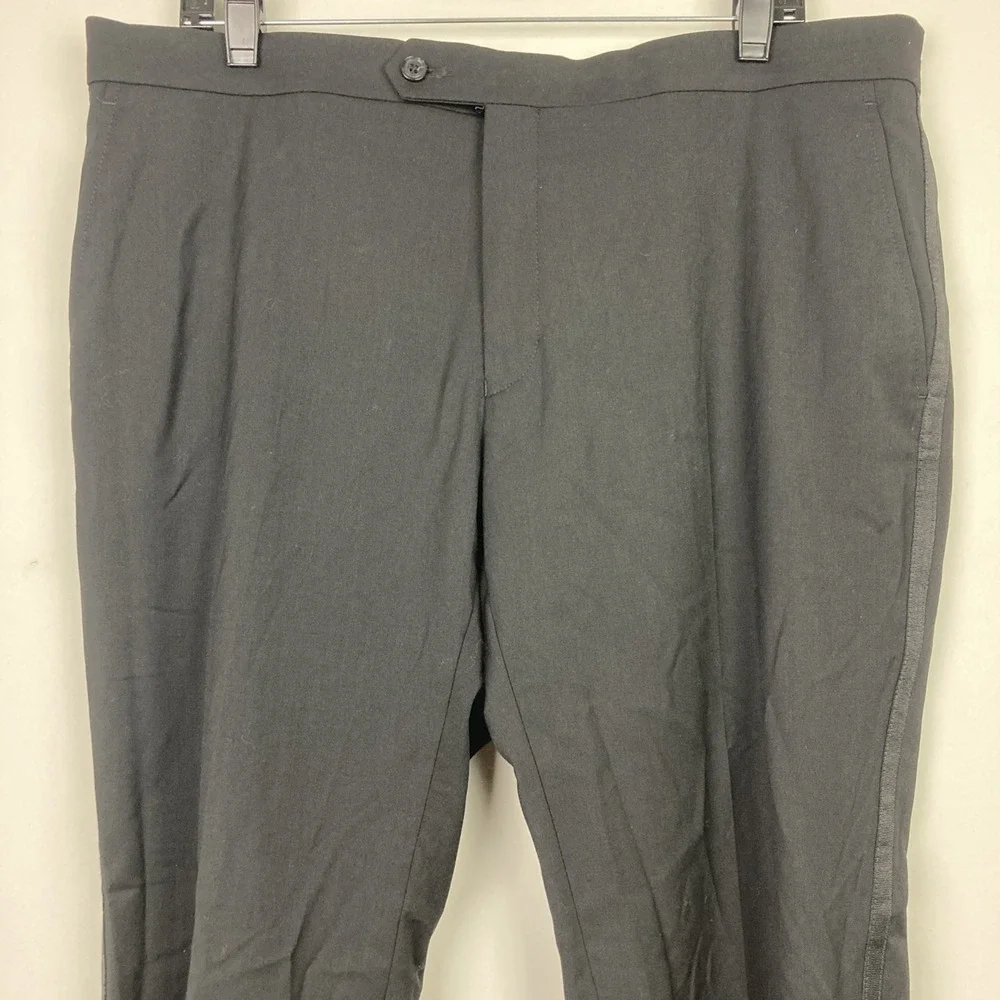 Tommy Hilfiger Mens Modern fit Tuxedo Pants 38W 29L Black Solid Stretch‎